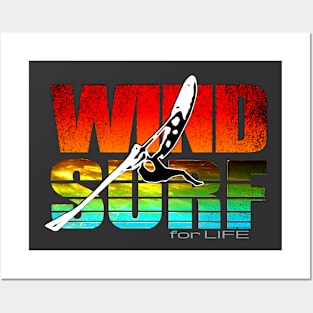 Windsurf for Life Sunset Colors Posters and Art